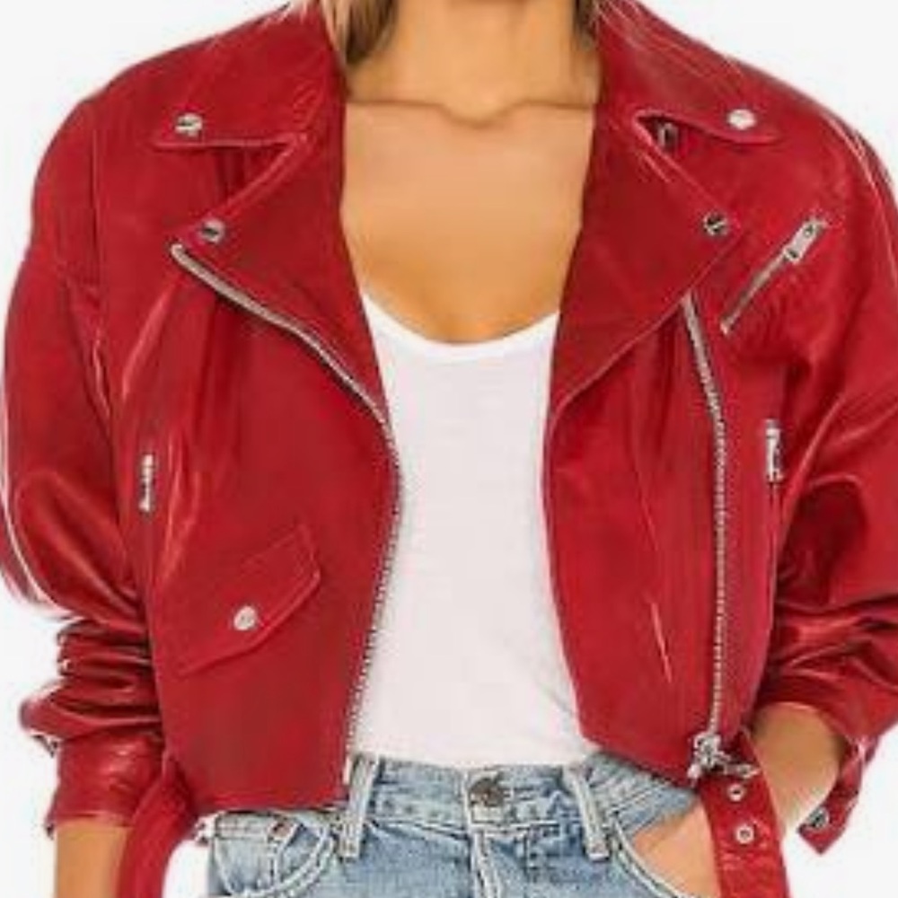 ZARA brand “leather looking” deep red jacket. Worn once!